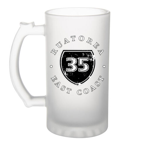 RUATOREA (Distressed) 1.0 - Frosted Glass Beer Mug Thumbnail