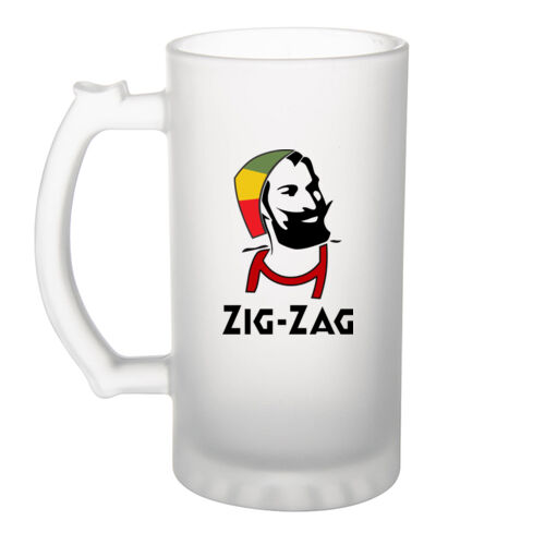 ZIG ZAG RASTAMAN - Frosted Glass Beer Mug Thumbnail