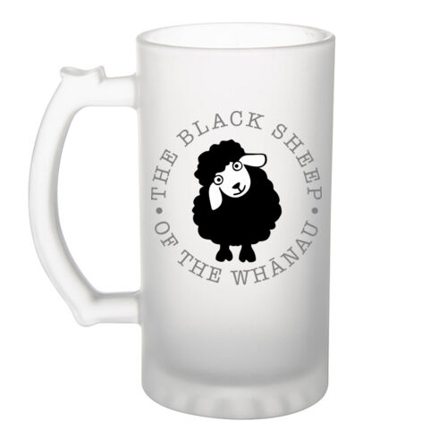 THE BLACK SHEEP OF THE WHĀNAU - Frosted Glass Beer Mug Thumbnail