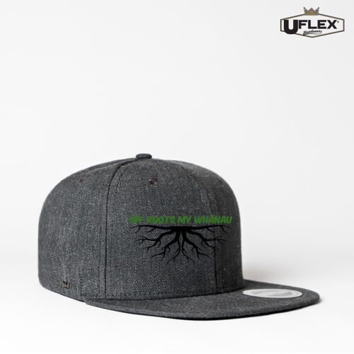 MY ROOTS MY WHĀNAU - UFlex Snap Back Flat Peak Cap Thumbnail
